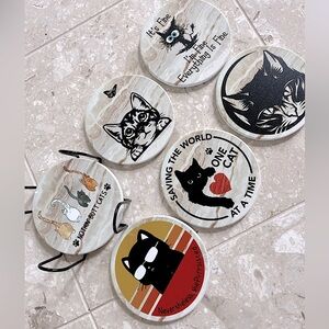 Cat-Themed Decorative Coasters Set